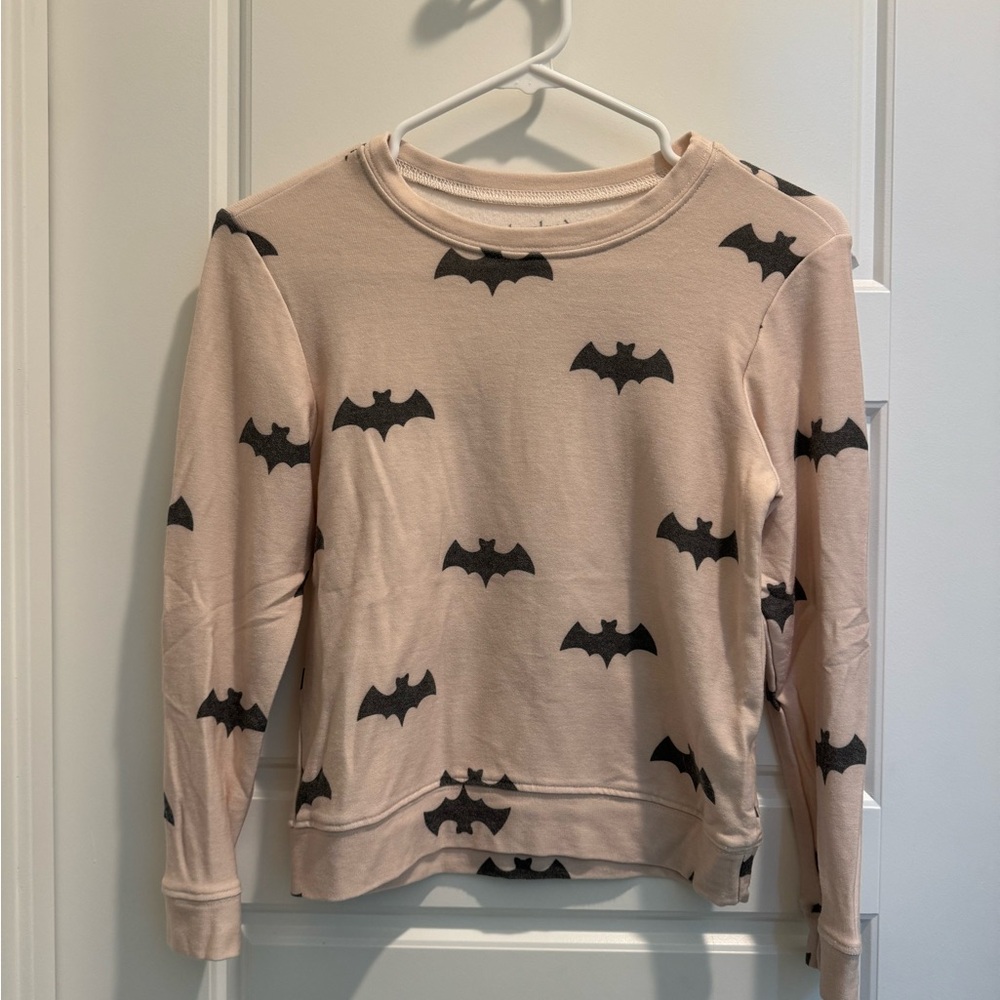 Brokedown All Over Bat Sweatshirt in Sandshell Halloween Fall Size 10 Girls - Picture 2 of 5